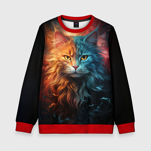 Детский свитшот Сердитый котик / 3D-Красный – фото 1
