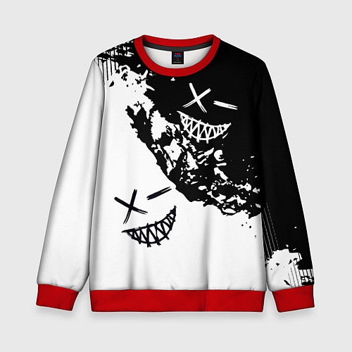 Детский свитшот Smile - black and white / 3D-Красный – фото 1