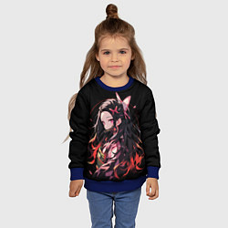Свитшот детский Незуко комадо из клинка, цвет: 3D-синий — фото 2