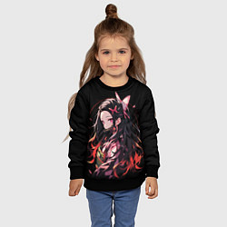 Свитшот детский Незуко комадо из клинка, цвет: 3D-черный — фото 2