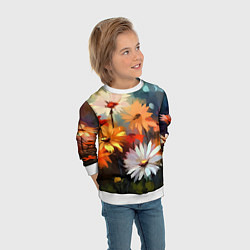 Свитшот детский Маслянные ромашки, цвет: 3D-белый — фото 2