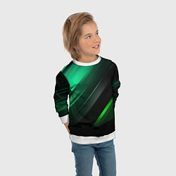 Свитшот детский Black green abstract, цвет: 3D-белый — фото 2