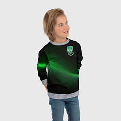 Свитшот детский Герб РФ зеленый черный фон, цвет: 3D-меланж — фото 2