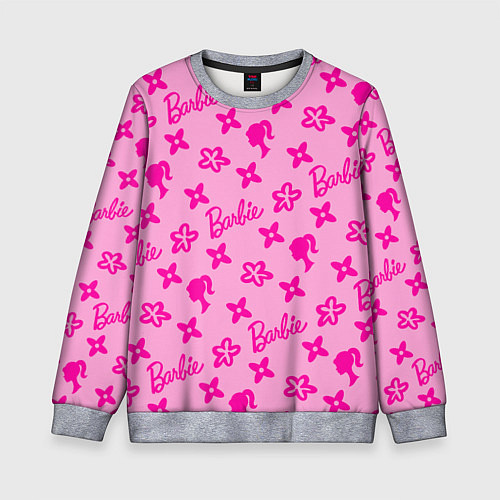 Детский свитшот Барби паттерн розовый / 3D-Меланж – фото 1