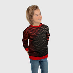 Свитшот детский Красно черная волнистая текстура, цвет: 3D-красный — фото 2