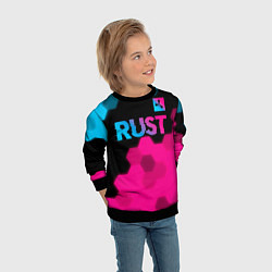 Свитшот детский Rust - neon gradient: символ сверху, цвет: 3D-черный — фото 2