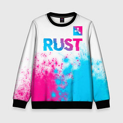 Свитшот детский Rust neon gradient style: символ сверху, цвет: 3D-черный