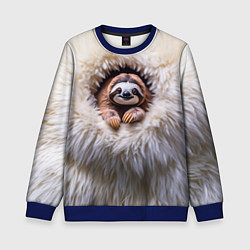 Свитшот детский Ленивец в меху, цвет: 3D-синий