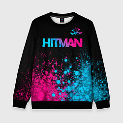 Свитшот детский Hitman - neon gradient: символ сверху, цвет: 3D-черный
