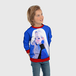 Свитшот детский Аниме- девушка в синем, цвет: 3D-красный — фото 2