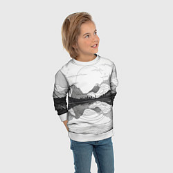 Свитшот детский Минималистичный пейзаж чб, цвет: 3D-белый — фото 2