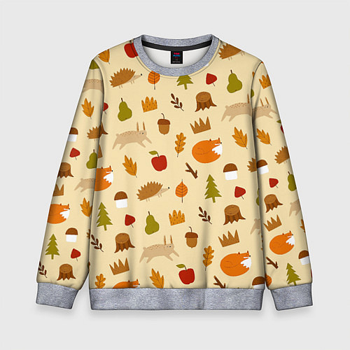 Детский свитшот Паттерн - осень / 3D-Меланж – фото 1