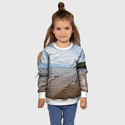 Свитшот детский Волны на Ладожском озере, цвет: 3D-белый — фото 2