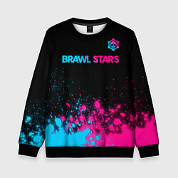 Свитшот детский Brawl Stars - neon gradient: символ сверху, цвет: 3D-черный
