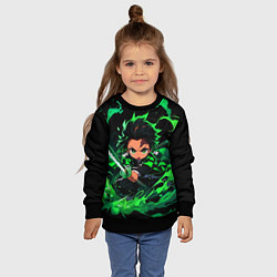 Свитшот детский Танджиро Комадо - чибби арт, цвет: 3D-черный — фото 2