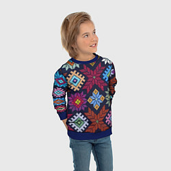 Свитшот детский Орнамент удмуртский, цвет: 3D-синий — фото 2