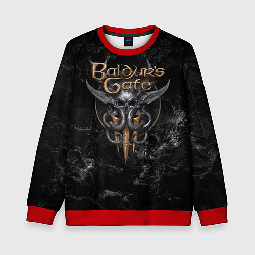 Детский свитшот Baldurs Gate 3 dark logo / 3D-Красный – фото 1