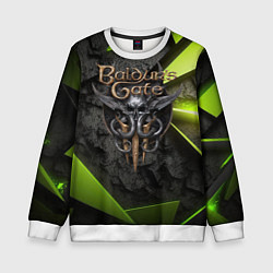 Детский свитшот Baldurs Gate 3 logo green abstract