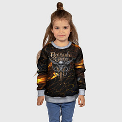 Свитшот детский Baldurs Gate 3 logo gold and black, цвет: 3D-меланж — фото 2