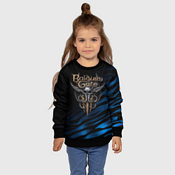 Свитшот детский Baldurs Gate 3 logo blue geometry, цвет: 3D-черный — фото 2