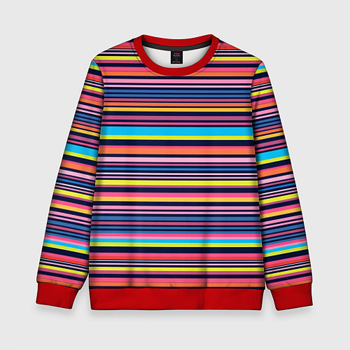 Детский свитшот Яркие полоски / 3D-Красный – фото 1