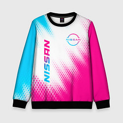 Свитшот детский Nissan neon gradient style: надпись, символ, цвет: 3D-черный