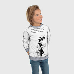 Свитшот детский Дазай и цитата - Бродячие псы, цвет: 3D-меланж — фото 2