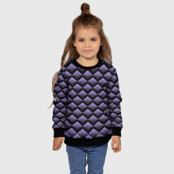 Свитшот детский Фиолетовые выпуклые ромбы, цвет: 3D-черный — фото 2