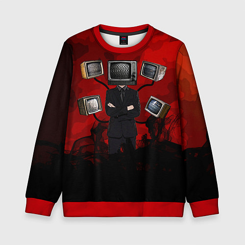 Детский свитшот Skibidi toilet Tv Man / 3D-Красный – фото 1
