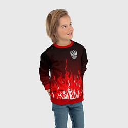 Свитшот детский Герб РФ - красное пламя, цвет: 3D-красный — фото 2