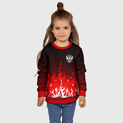 Свитшот детский Герб РФ - красное пламя, цвет: 3D-красный — фото 2