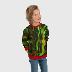 Свитшот детский Кибер схема зелёная, цвет: 3D-красный — фото 2