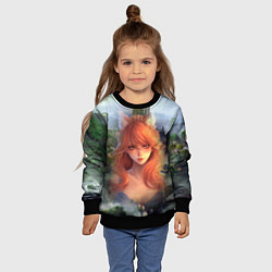 Свитшот детский Аниме девушка лиса, цвет: 3D-черный — фото 2