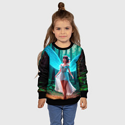 Свитшот детский Девушка фея в дремучем лесу, цвет: 3D-черный — фото 2
