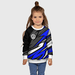 Свитшот детский Volkswagen - Синяя абстракция, цвет: 3D-белый — фото 2