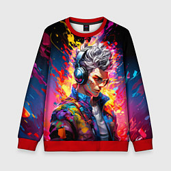 Свитшот детский Персонаж музыка парень, цвет: 3D-красный