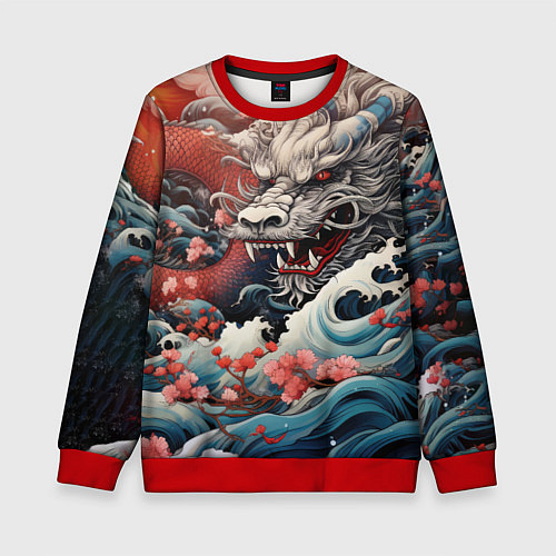 Детский свитшот Морской дракон Irezumi / 3D-Красный – фото 1