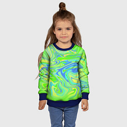 Свитшот детский Неоновая абстракция волны, цвет: 3D-синий — фото 2