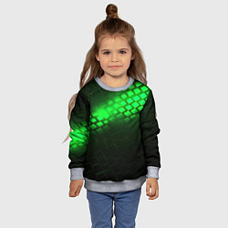 Свитшот детский Неоновые зеленые пластины, цвет: 3D-меланж — фото 2