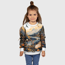 Свитшот детский Солнечное утро в цветущих горах, цвет: 3D-белый — фото 2