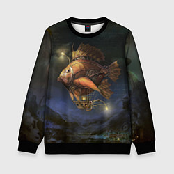 Свитшот детский Рыба-дирижабль в ночи, цвет: 3D-черный