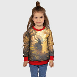 Свитшот детский Ксеноморф в утреннем лесу, цвет: 3D-красный — фото 2