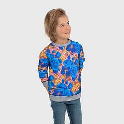 Свитшот детский Цветочный разноцветный узор с розами, цвет: 3D-меланж — фото 2