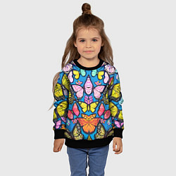 Свитшот детский Зеркальный паттерн из бабочек - мода, цвет: 3D-черный — фото 2