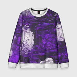 Свитшот детский Киберпанк заражение фиолетовое, цвет: 3D-белый