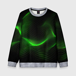 Свитшот детский Зеленая абстракция на черном фоне, цвет: 3D-меланж