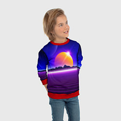 Свитшот детский Mountains - sun - space - vaporwave, цвет: 3D-красный — фото 2