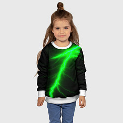Свитшот детский Зеленый разряд молнии, цвет: 3D-белый — фото 2