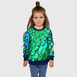 Свитшот детский Объемная зеленая текстура в виде чешуи, цвет: 3D-синий — фото 2