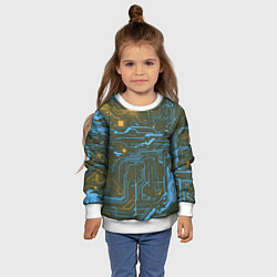 Свитшот детский Кибер схемы Синий и жёлтый, цвет: 3D-белый — фото 2